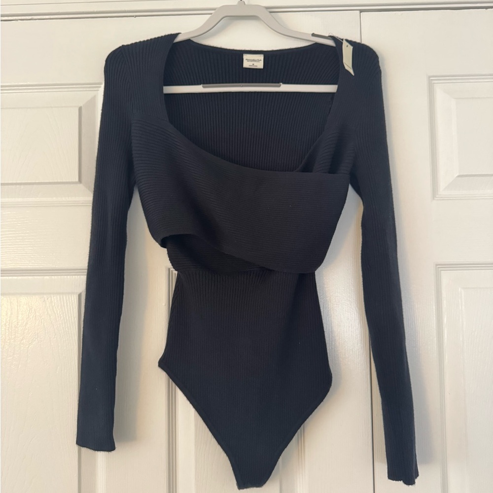NWT Abercrombie Black Sweater Wrap Bodysuit